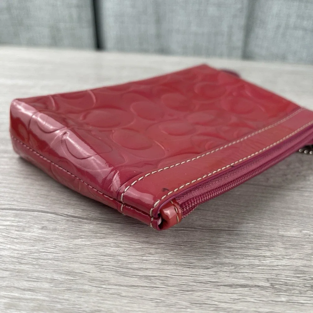 Coach Pink Patent Leather Wristlet Purse Clutch Y2K Shiny Fair